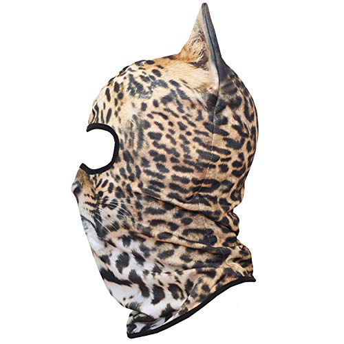 WTACTFUL 3D Animal Ears Balaclava, Breathable Face Mask for Halloween - color: Leopard Meb-39