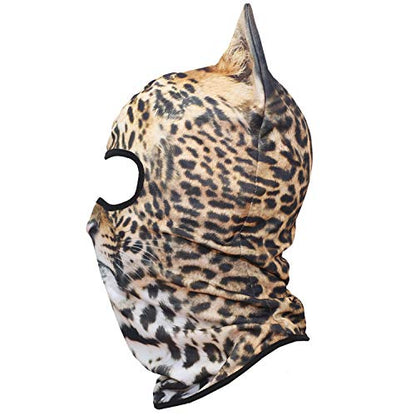 WTACTFUL 3D Animal Ears Balaclava, Breathable Face Mask for Halloween - color: Leopard Meb-39