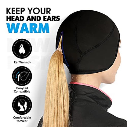 Hikenture Womens Skull Cap Helmet Liner with Ponytail Hole - color: Black