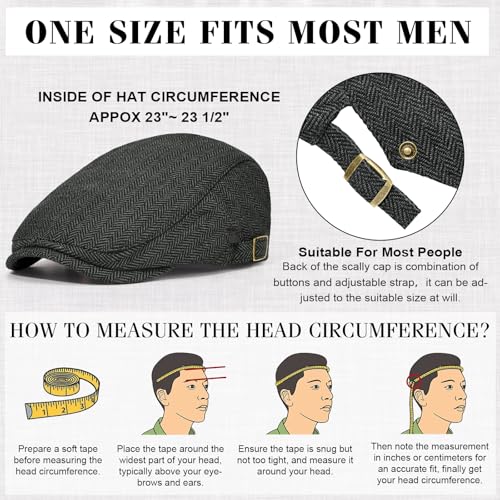 Senker Fashion 2 Pack Newsboy Cap for Men, Wool Blend Tweed Flat Cap - color: Black Light Brown