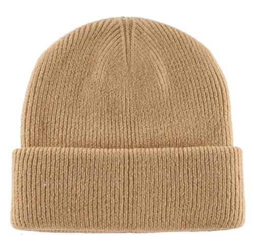 Connectyle Thick Cuffed Beanie for Men & Women Double Layer Knit Winter Hat Acrylic Watch Hat Warm Stocking Skull Cap - color: Khaki