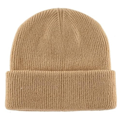Connectyle Thick Cuffed Beanie for Men & Women Double Layer Knit Winter Hat Acrylic Watch Hat Warm Stocking Skull Cap - color: Khaki