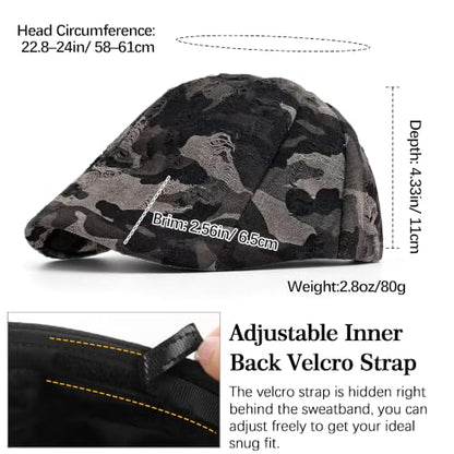 Stylish Newsboy Cap Soft Foldable Flat Cap for Big Heads - color: Camouflage Green