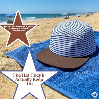 Funky Junque Kids 5 Panel Hat - Toddler Boys American Flag Baseball Cap, Patriotic Infant Baby Sun Hat for 4th of July - color: Brown & White Stripes, size: 2-9 Years