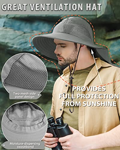 Tirrinia Neck Flap Fishing Safari Cap for Men - color: #Grey