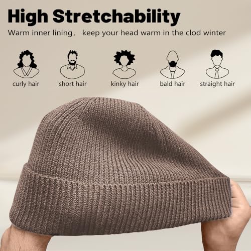 Unisex Winter Beanie for Men Women Soft Fleece Lined Warm Knit Hat - color: Brown