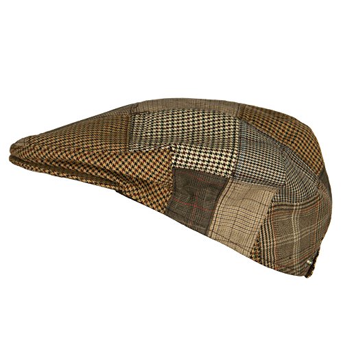 Men's Plaid Patchwork Ivy Cap - color: Brown