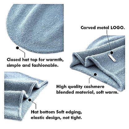 Knit Slouchy Beanie Hats for Women Cashmere Ski Cap Knitted Wool Soft Warm Winter Hat - color: A16-blue