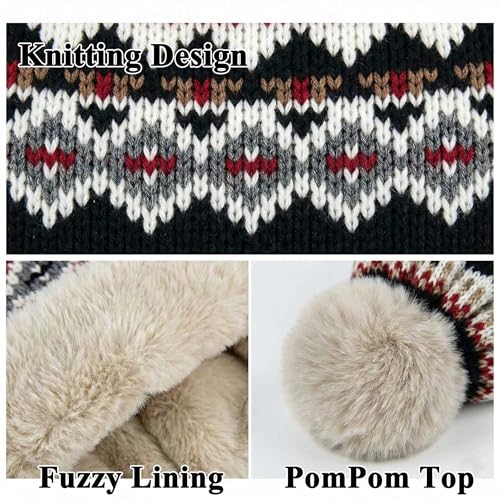 Winter Women Knit Beanie Hat Ear Flaps Trapper Hat Men Toque Warm - color: Black