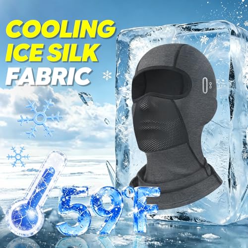 Balaclava Face Mask with Glasses Holes for Men Women Summer Cooling Shiesty Mask Sun UV Protection for Motorcycle Work Ski - color: New-gray