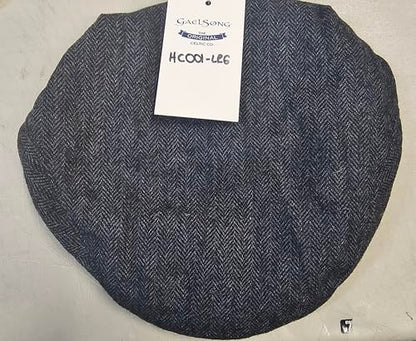 Traditional Men's Herringbone Irish Flat Cap, Tweed, Made in Ireland - color: Blue, size: X-Large