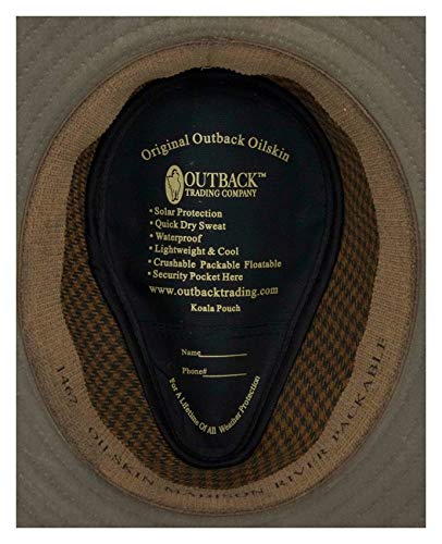 Outback Trading Company Unisex 1462 Madison River Sun-Protective Waterproof Crushable Cotton Oilskin Hat - color: Sage, size: Small