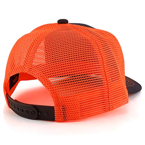 Trendy Apparel Shop Thinking Cap Washed Two Tone Trucker Baseball Cap - color: Charcoal Orange
