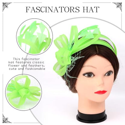 Fascinators Hats for Women, Fascinator Headband Tea Party Hat - color: Grass Green