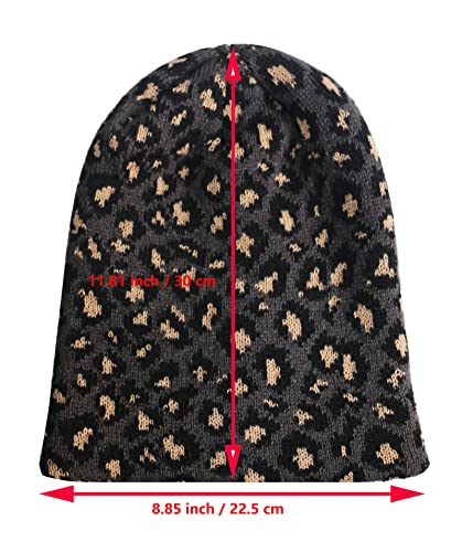 Leopard Print Beanie Hat Cheetah Pattern Skull Cap Double Layer Cuffed Watch Hats for Women, Men