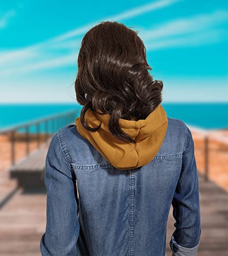 Unisex Sporty Snood Hat with drawstring Hood Scarf Neck Warmer Winter Balaclava Hood - color: Camel