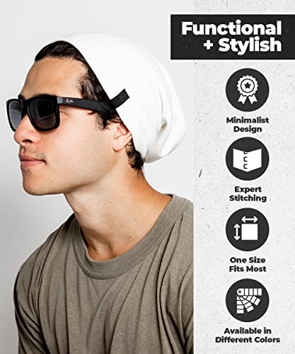 Warm Slouchy Beanie Hat - Deliciously Soft Daily Beanie in Fine Knit - color: Beige