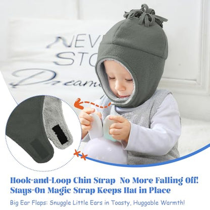Baby Winter Hat and Mitten Set with Warm Sherpa-Fleece for Toddler & Infant - color: 01 Dark Grey, size: 2-4T