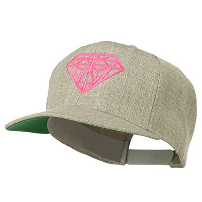 e4Hats.com Pink Diamond Outline Embroidered Snapback Cap - color: Heather