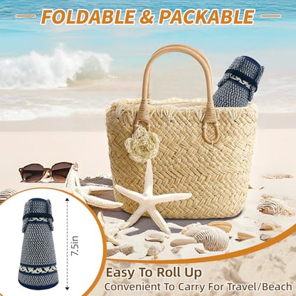 Sun Hats for Women Wide Brim Straw Sun Visors Ponytail Hat - color: Blue Mix