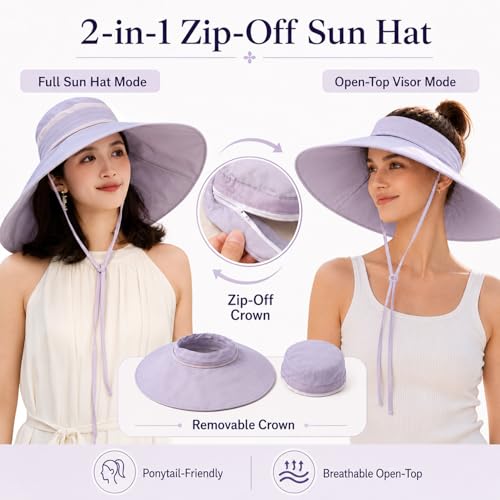 Women Wide Brim Sun Protection Hat Summer Fishing Hats - color: Lightpurple