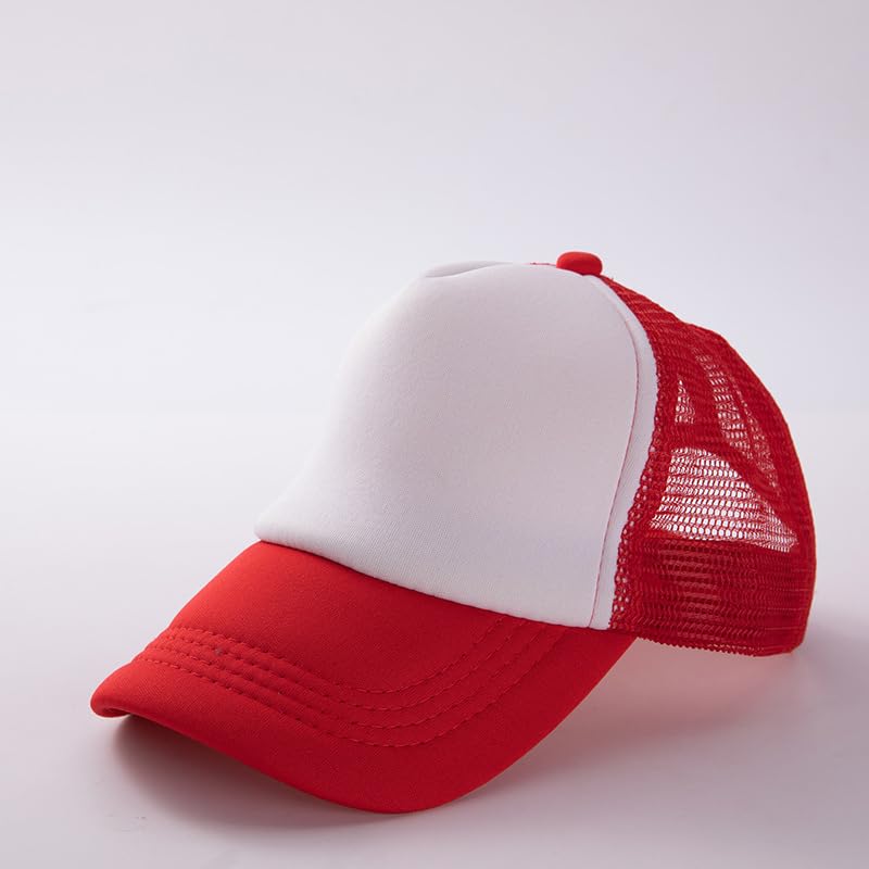 Kids-Girls-Trucker-Hat Adjustable-Baseball-Cap Toddler Mesh Sun Hats 2-6Y - color: Bright Red
