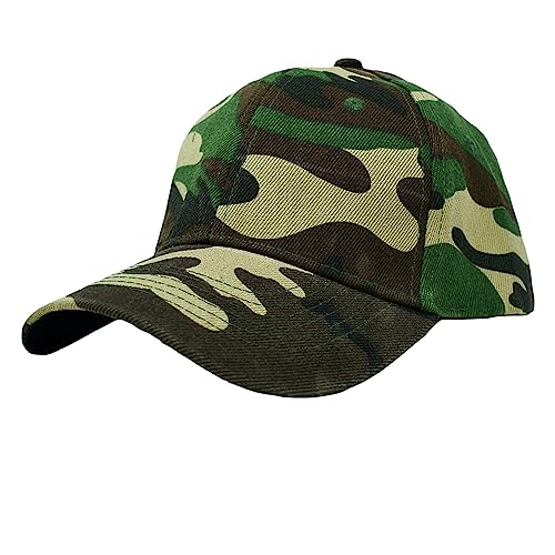 Glory Max Plain Baseball Cap Hook & Loop Strap Adjustable Solid Blank Curved Visor Hat - color: Woodland Camo