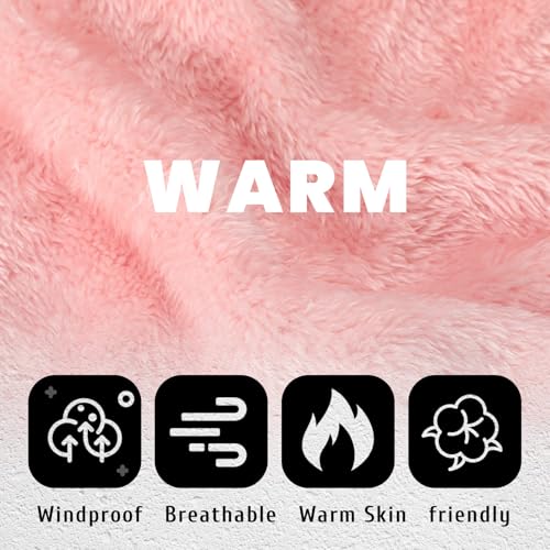 4 Pcs Winter Fleece Balaclava Ski Mask Glove Men Women - color: Black and Pink