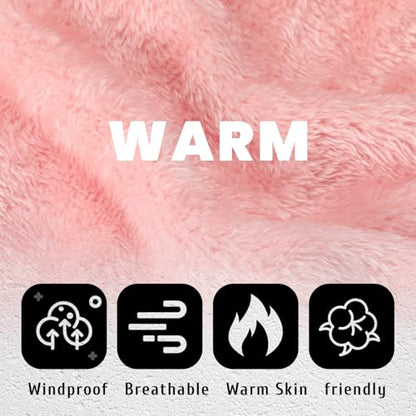 4 Pcs Winter Fleece Balaclava Ski Mask Glove Men Women - color: Black and Pink