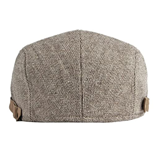 Newsboy Hat for Men Flat Cap Adjustable Tweed Ivy Gatsby Cabbie Hat - color: Khaki
