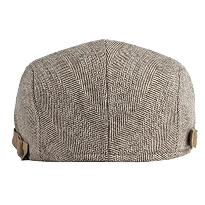 Newsboy Hat for Men Flat Cap Adjustable Tweed Ivy Gatsby Cabbie Hat - color: Khaki