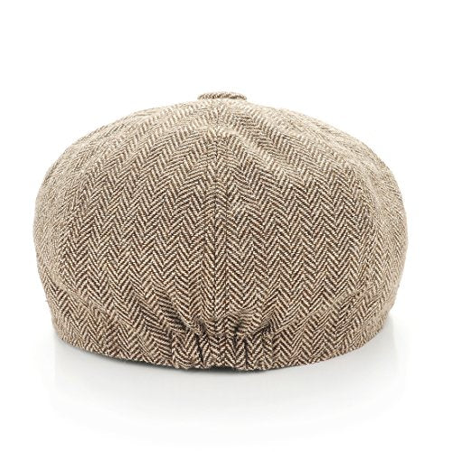 Gatsby Newsboy Hat Men Women Classic Herringbone 8 Panel Trendy Tweeb Flat Cap - color: B Brown