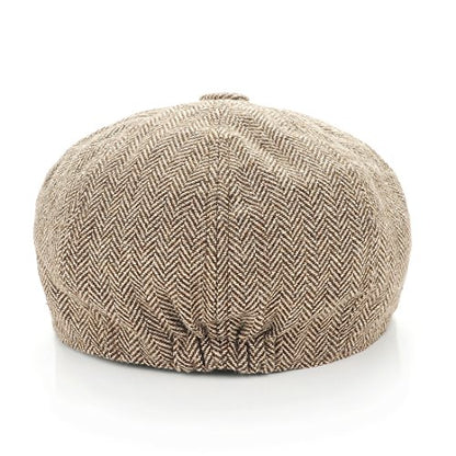 Gatsby Newsboy Hat Men Women Classic Herringbone 8 Panel Trendy Tweeb Flat Cap - color: B Brown