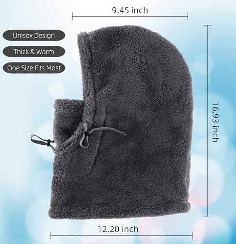 Connectyle Balaclava Hood Winter Hat for Men & Women Windproof One-Piece Fleece Hooded Scarf Ski Mask Cold Weather Hat - color: Dark Grey