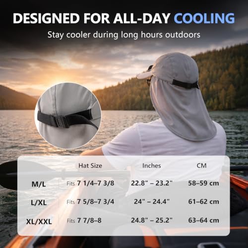 TOP-EX UVCoolix™ Cooling Neck Flap Baseball Sun Cap with Solar Fan - color: Dark Grey, size: Medium-Large