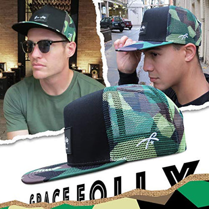 Grace Folly Trucker Hat for Men & Women. Snapback Mesh Caps - color: Modern Camo