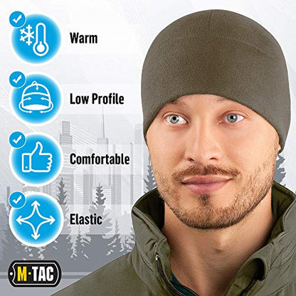 M-Tac Fleece Watch Cap - Army Military Tactical Beanie Hat Winter Skull Cap - color: Dark Olive, size: Medium