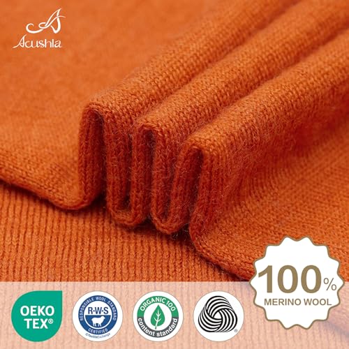 ACUSHLA 100% Merino Wool Neck Gaiter Men Women Winter Ski Face Mask Scarf - color: Maple Leaf