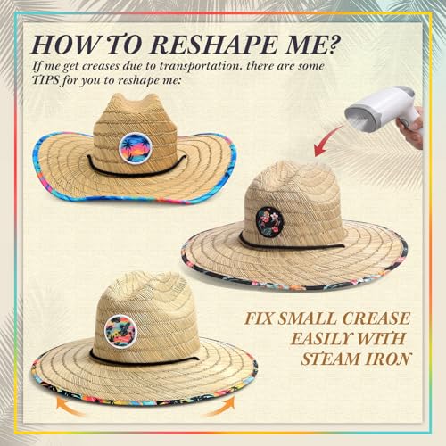 Cuffbow 2 Pack Straw Sun Hats for Women Men - style: Wave Stripe