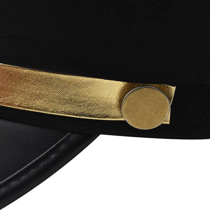 Chauffeur Hat Newsboy Cap Beret Driver Costumes Captain-Hat for Men Women - color: Gold-black