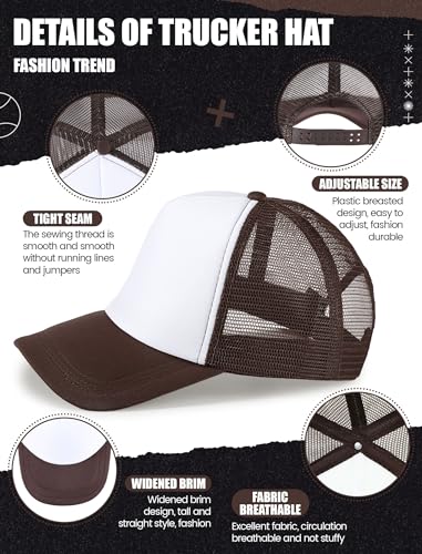 Tarpop 10 Pcs Sublimation Blank Trucker Hats Bulk - color: Coffee and White