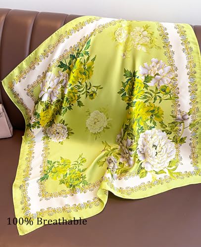 Dailyacc Hair Bandanas Scarf For Women Lightweight Fashion Neck Silk Satin Head Scarves For Sleeping Handbags Scarf - color: 26-fruit Green/27.5*27.5in