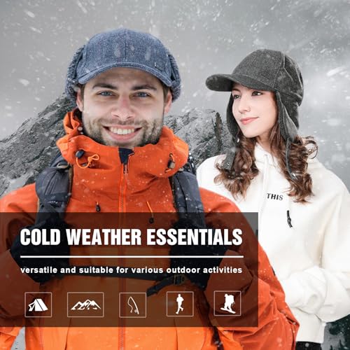 TOP-EX Oversized XL/XXL Unisex Wool Blend Winter Trapper Hat Baseball Cap Fleece Earflaps Fleece Lined - color: Brown(fleece), size: XX-Large