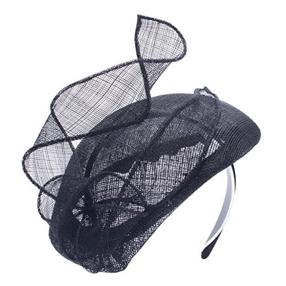 Lawliet Teardrop Womens Sinamay Fascinator Tam Beret Casque Cocktail Bridal Hat T442 - color: Black