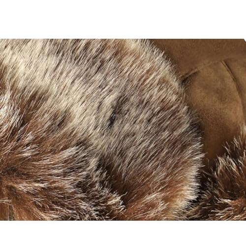 Men Russian Cossack Ushanka Trapper Hat Suede Faux Fur Hunter Hat Thick Furry Trooper Hat with Earflaps Skiing Cap - color: Brown