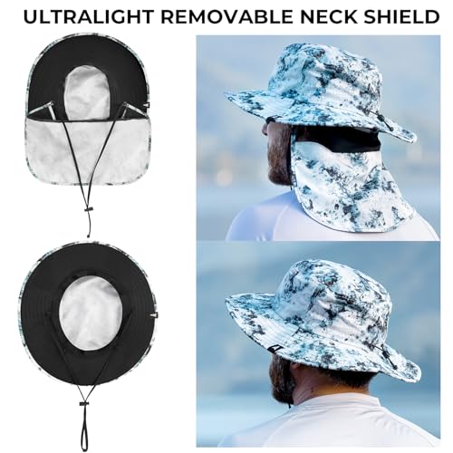 KastKing Sol Armis UPF 50 Boonie Hat for Sun Protection,Men Women - color: White (With Shield)