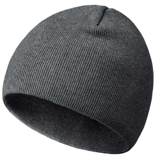 100% Cotton Beanie Hat Cuffless Beanies Warm Knit Winter Skull Cap - color: 1pcs-dark Gray