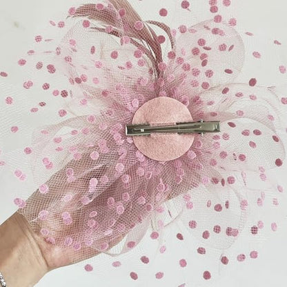 WLBON Fascinators Hat 20s 50s Headband Hair Clips Flower Mesh Veil Feather Headpiece Headwear Women Halloween Carnival Cocktail Wedding Church Cosplay Dress Up Birthday Tea Party Accessories Pink - color: Light Pink