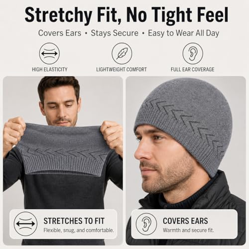 Oversize XXL Winter Beanie Knit Hat for Men - color: D1-grey