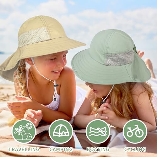 Toddler Baby Sun Hat Kids Summer Beach Essentials Adjustable Beach Hats with Bucket Wide Brim for Boys Girls Age 0-14 Years - color: 1pc-beige, size: 6-24 Months